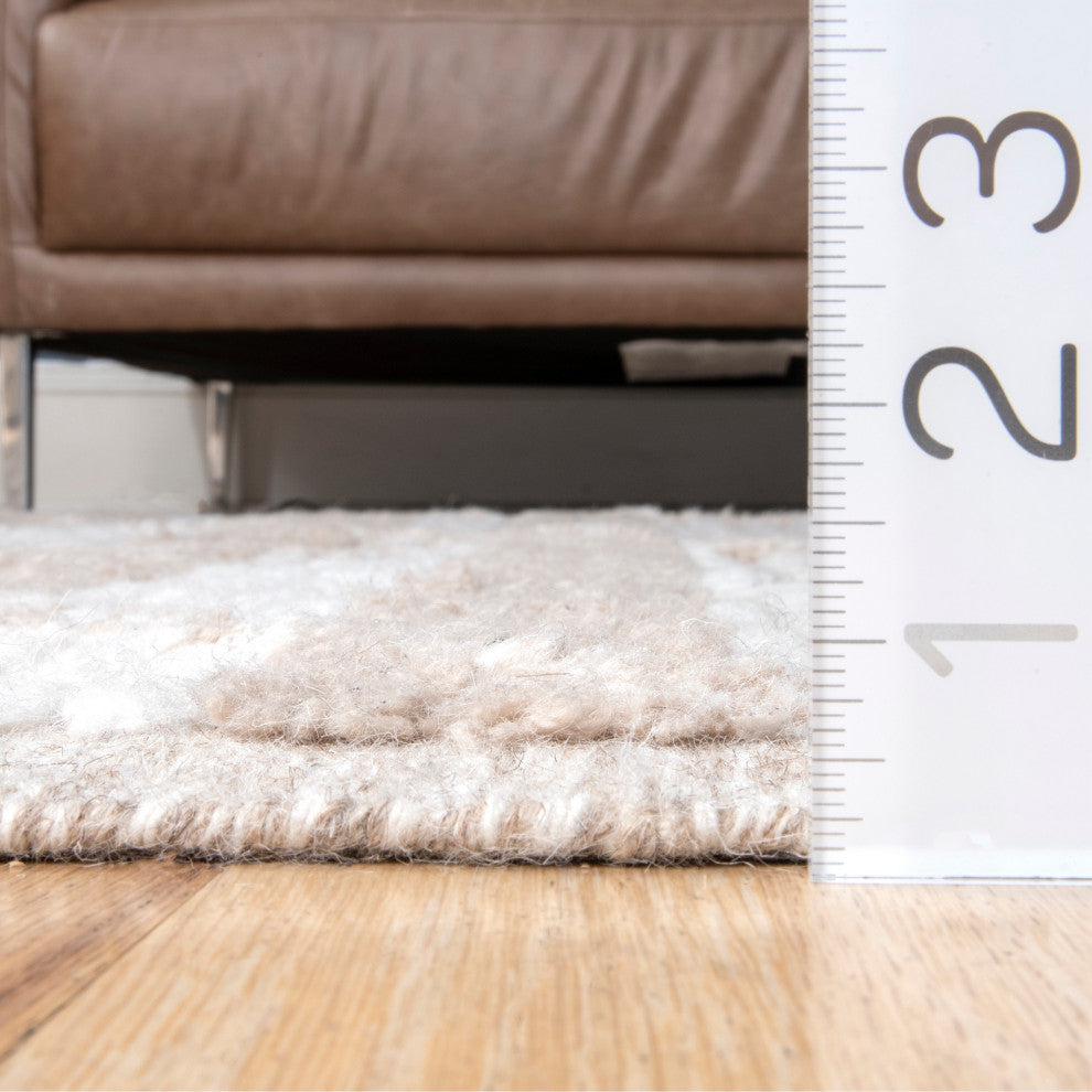 Bing Shag Area Rug, Beige 2'x8'