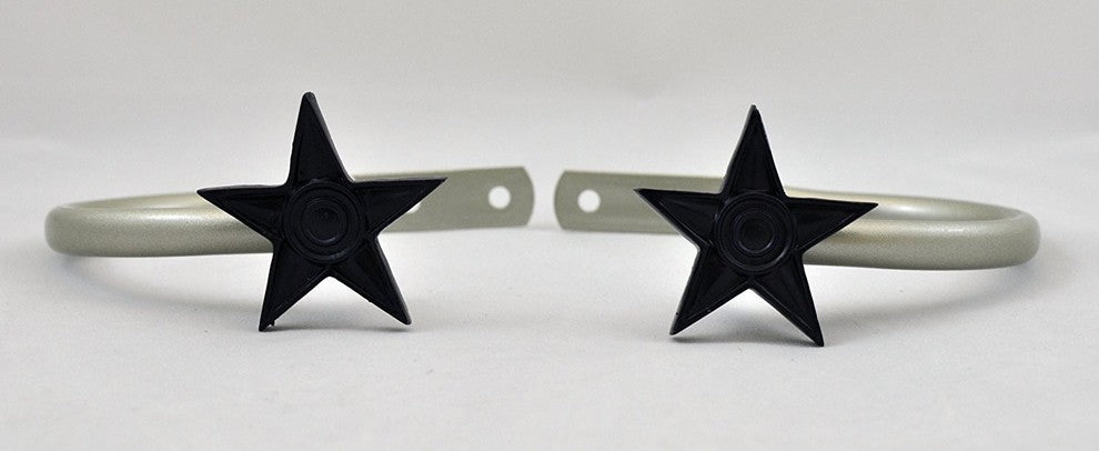 Star Curtain Holdbacks, Pewter With Blue, Set of 2