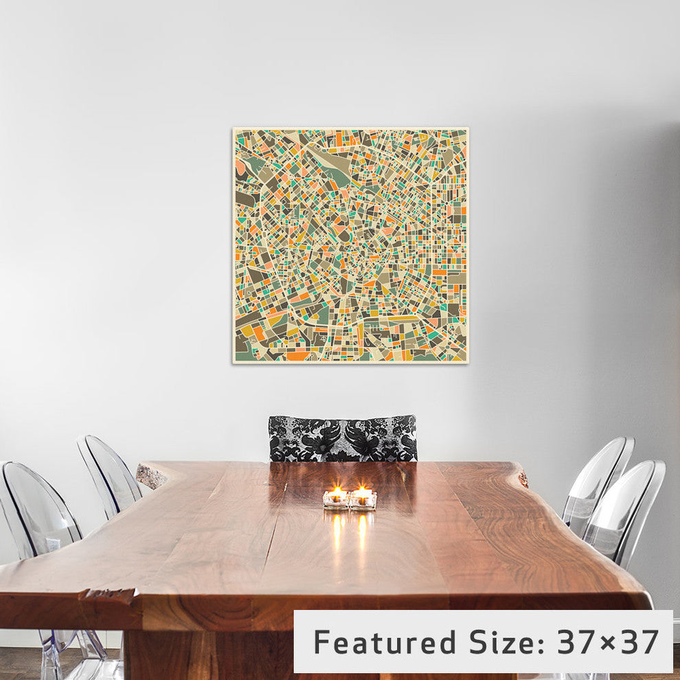 "Abstract City Map of Milan" by Jazzberry Blue, 18x18x1.5