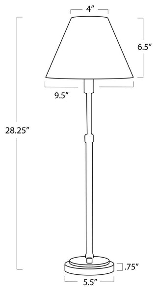 Polly Buffet Lamp, Blackened Brass With Rattan Shade