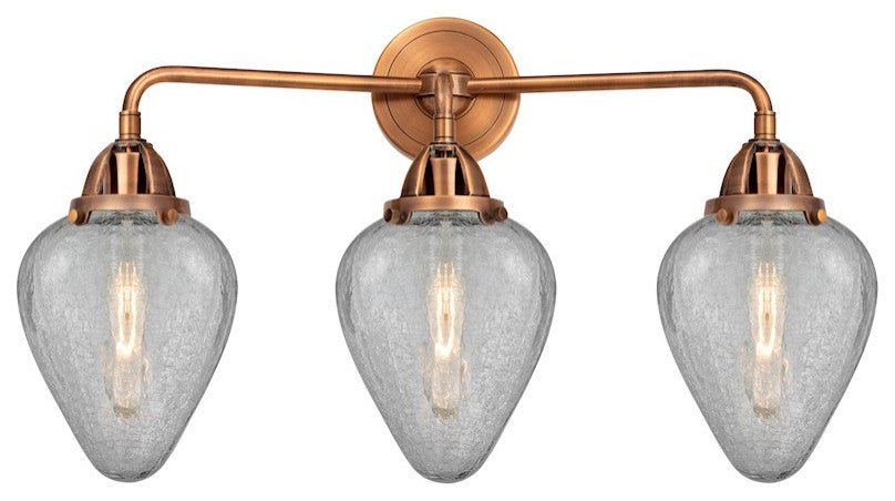 288-3W-AC-G165 Geneseo 3 Light 24.5" Bath Vanity Light, Antique Copper