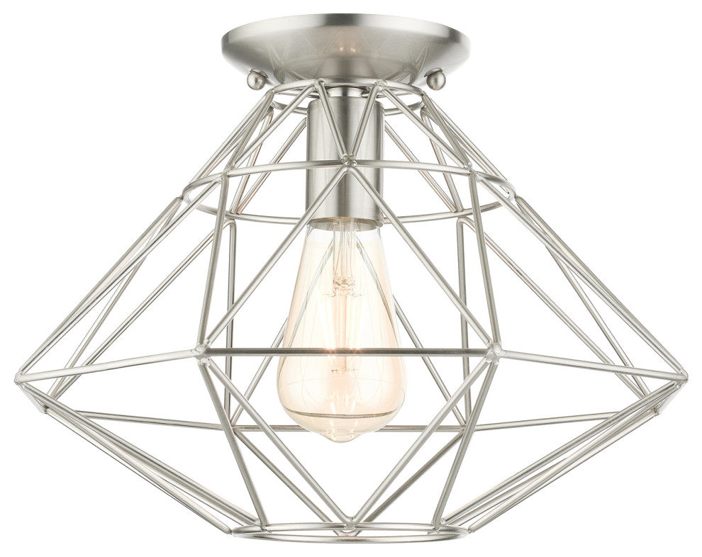 Brushed Nickel Geometric, Farmhouse, Industrial, Abstract, Rustic Flush Mount