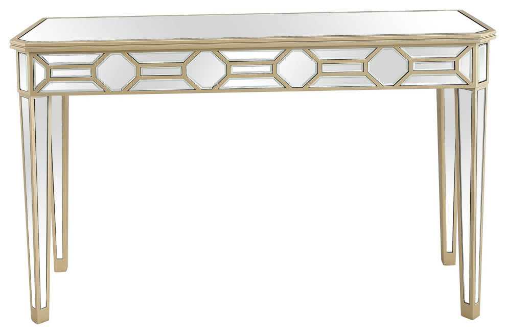 Gold Trimmed Mirrored Console Table
