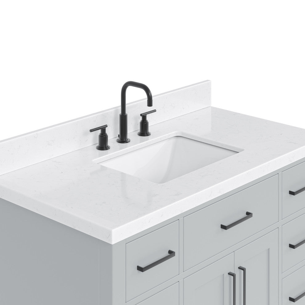 Ariel Hepburn 42" Single Rectangle Sink Vanity, Carrara Quartz