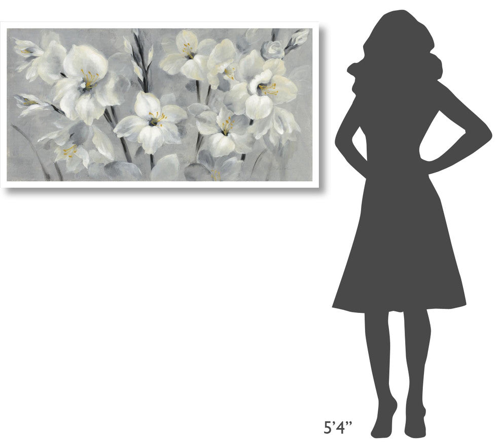 "Flowers on Gray" Digital Paper Print by Silvia Vassileva, 50"x26"