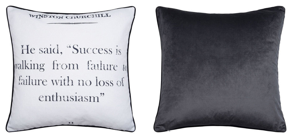 Dann Foley Double Sided Pillow Churchill Quote Gray Velvet 24" X 24"