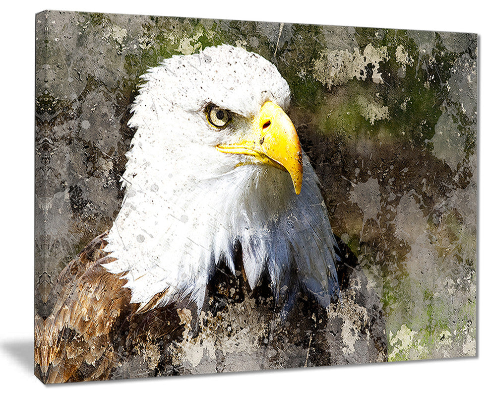 "Eagle Head With Textures" Animal Digital Art Canvas Print