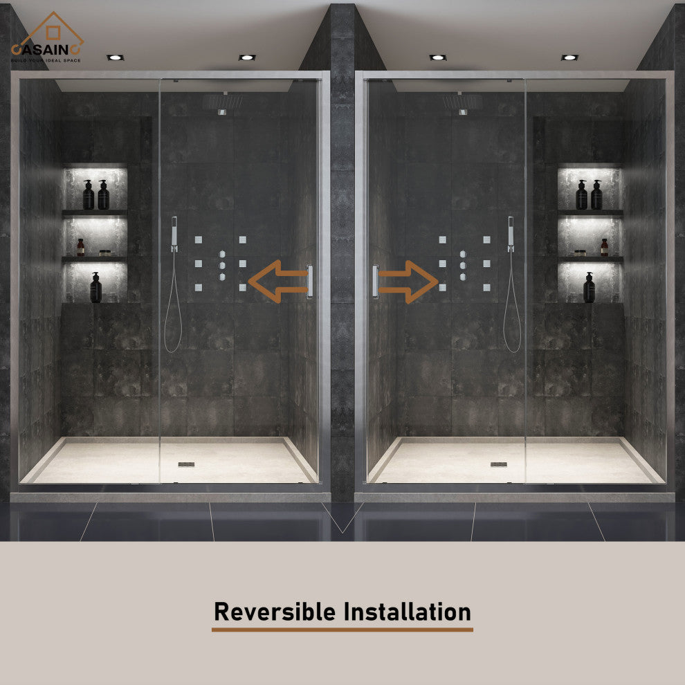60-in x 72-in Framed Sliding Shower Door, Brushed Nickel