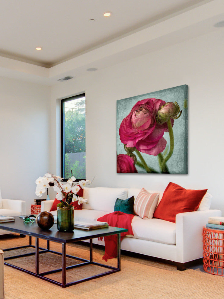 "Red Ranunculus B" Painting Print on Canvas by Stalus