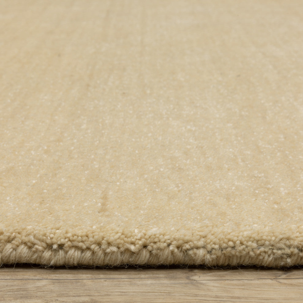 Apollo Heathered Solid Beige Hand-Made Wool Area Rug Runner 2'6" x 8'