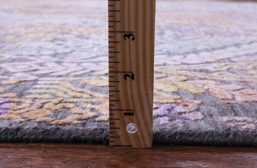9' 0" X 12' 2" Modern Wool and Silk Hand Knotted Rug Q9256