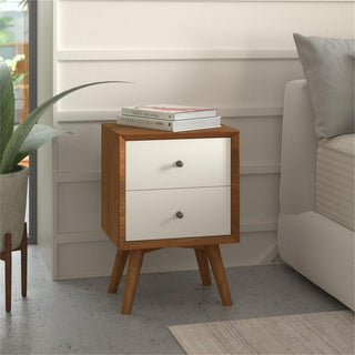 Home Square 3 Piece Set with Two Tone Wood Nightstand and Dresser in Acorn-White