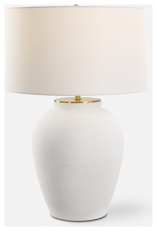 Classic Traditional Minimalist Matte White Table Lamp 29 in Urn Shape Ceramic