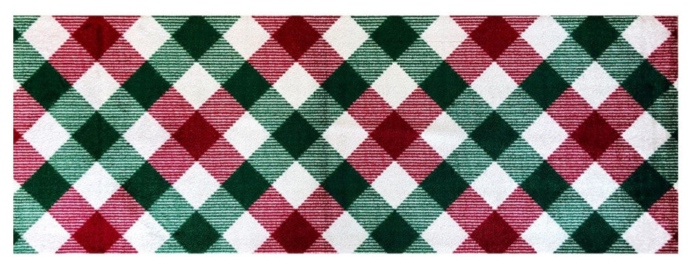 2' x 6' Red and Green Plaid Washable Runner Rug