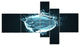 Glowing Blue 3D Sphere, Abstract Canvas art print, 60"x32", 5 panels