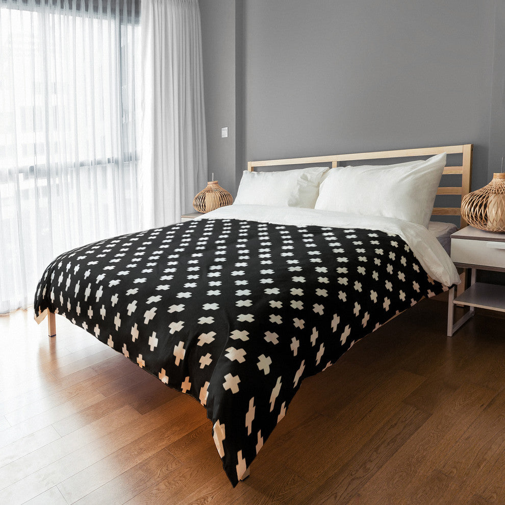 Black Swiss Cross King Duvet Cover