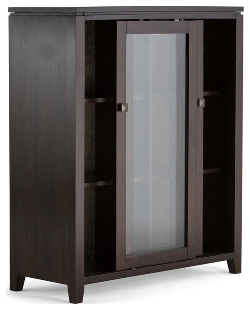 Solid Wood 36 Inch Wide Medium Storage Cabinet In Mahogany Brown