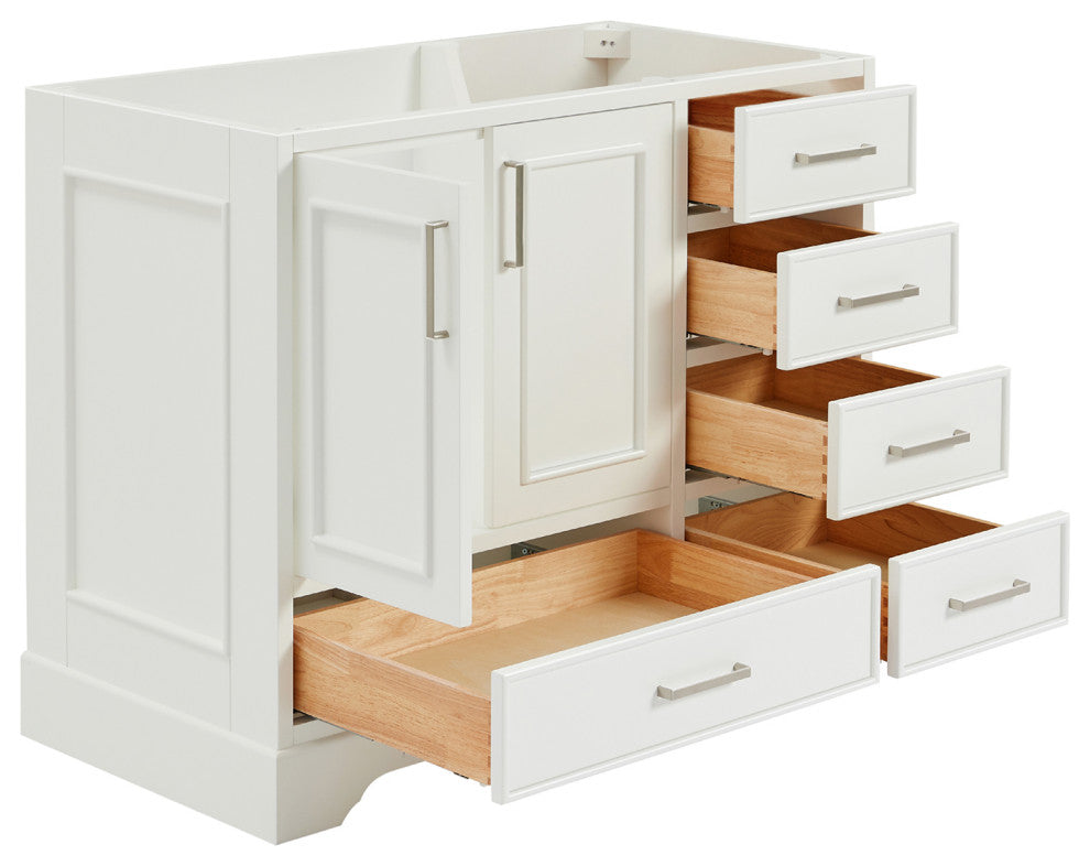Ariel Stafford 42" Single Left Offset Sink Bathroom Vanity Base, White