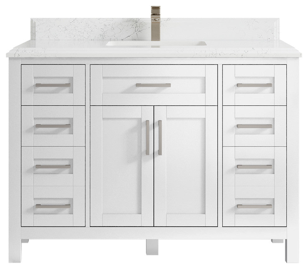 Cambridge 48 Single Sink Bath Vanity in White 1.5" Empira Quartz