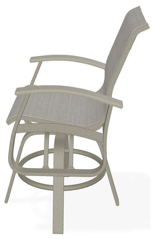 Belle Isle Sling Balcony Height Outdoor Swivel Chair, Deacon/Storm