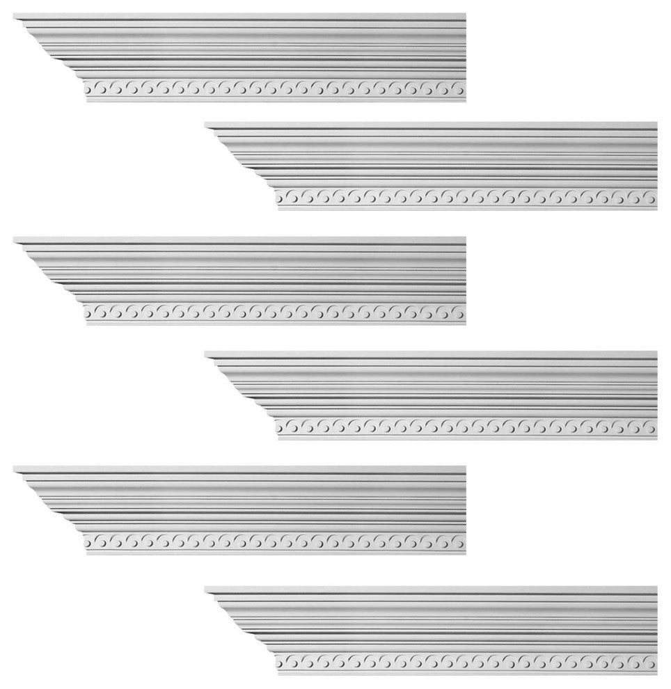 Cornice White Urethane Lourdes Ornate Design 6 Pieces Totaling 564" Length