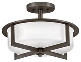 Hinkley 15.25" Baxley Semi-Flush Ceiling Light - Black Oxide + Cased Opal