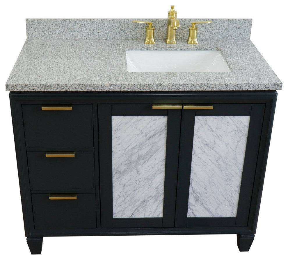 43" Single Vanity, Dark Gray Finish With Gray Granite
