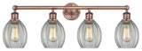 Eaton 4-Light 33" Bath Vanity Light, Antique Copper Finish, Clear Shade