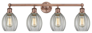 Eaton 4-Light 33" Bath Vanity Light, Antique Copper Finish, Clear Shade