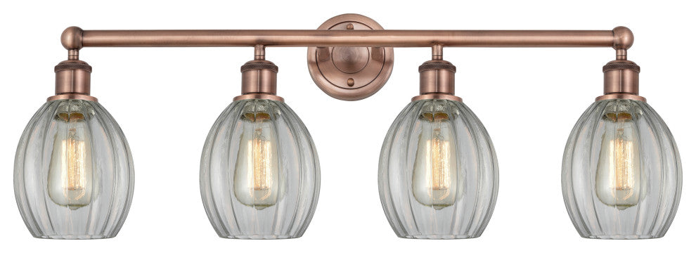 Eaton 4-Light 33" Bath Vanity Light, Antique Copper Finish, Clear Shade