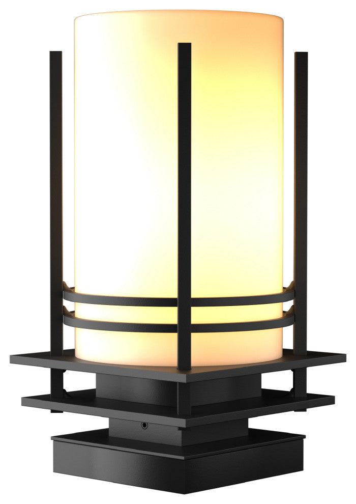 Banded Outdoor Pier Mount, Coastal Black Finish, Opal Glass