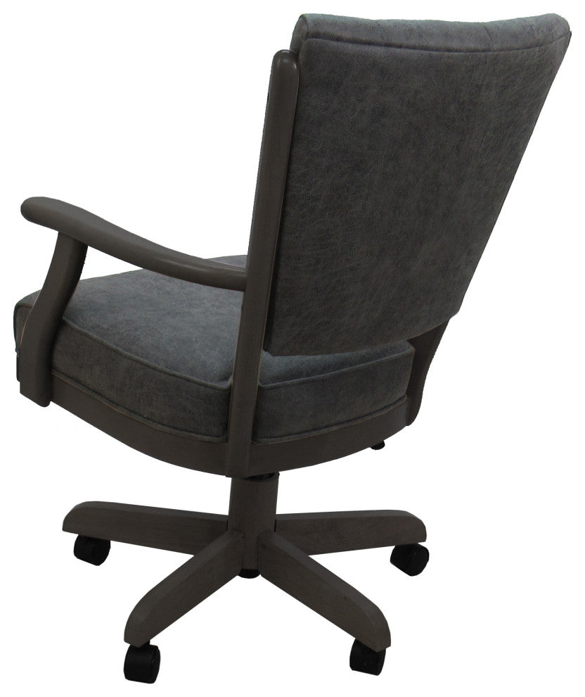 Dining Solid Wood Caster Chair on Wheels Classic, Northwest Elk Dark Gray