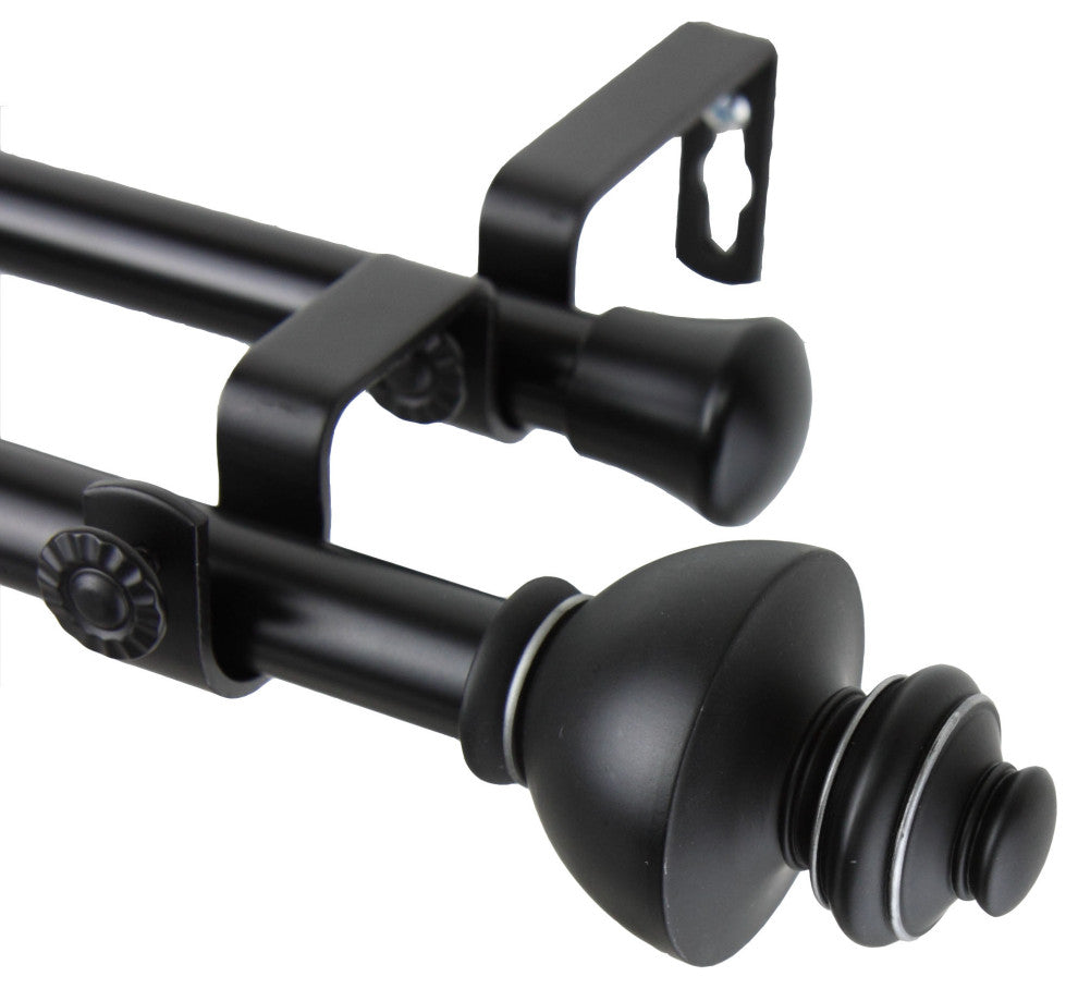 Madalena Double 13/16" dia. Curtain Rod, Black, 28"-48"