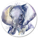 Baby Elephant Blue Watercolor, Animal Round Metal Wall Art, 11"