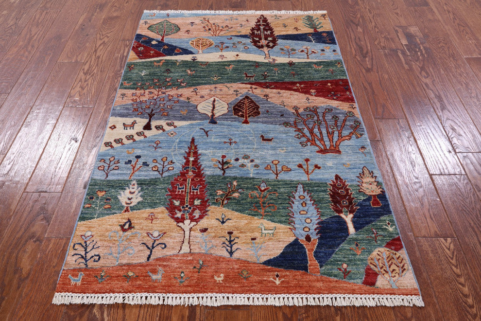 Hand Knotted Tribal Persian Gabbeh Wool Rug 3' 4" X 5' 0" Q11342