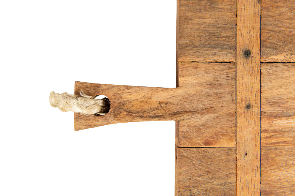 Mango Wood Cheese Board, Rope on Handle, Natural