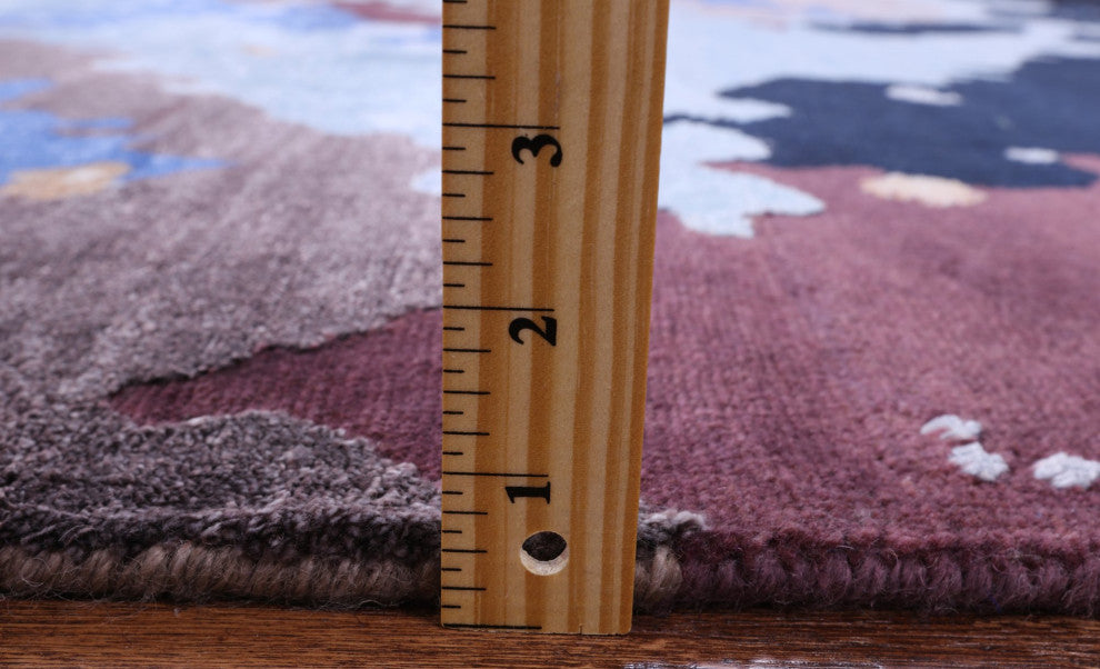 9' 0" X 11' 9" Contemporary Hand Knotted Wool and Silk Galaxy Design Rug Q6166
