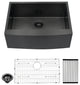 Gunmetal Black 27" Farmhouse Apron Single Bowl Stainless Steel Kitchen Sink