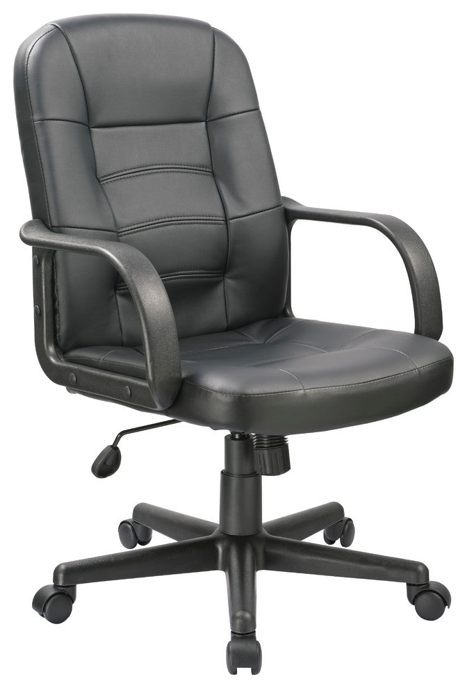 Office Factor Black Bonded Leather Desk Office Chair Swivel Ergonomic