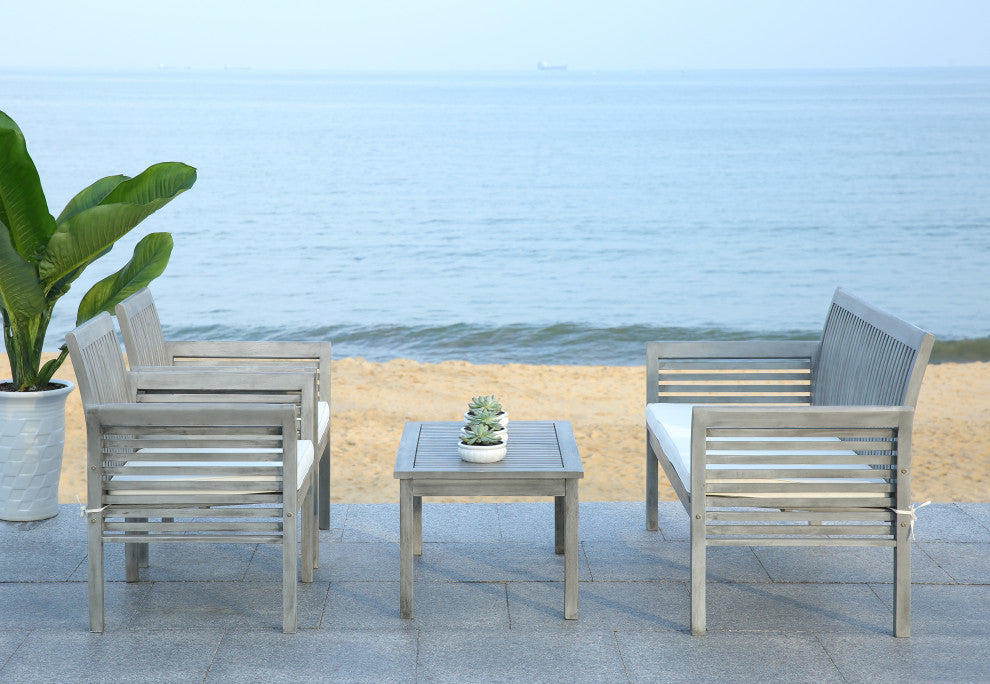 Safavieh Carson 4-Piece Indoor-Outdoor Living Set, Gray Wash