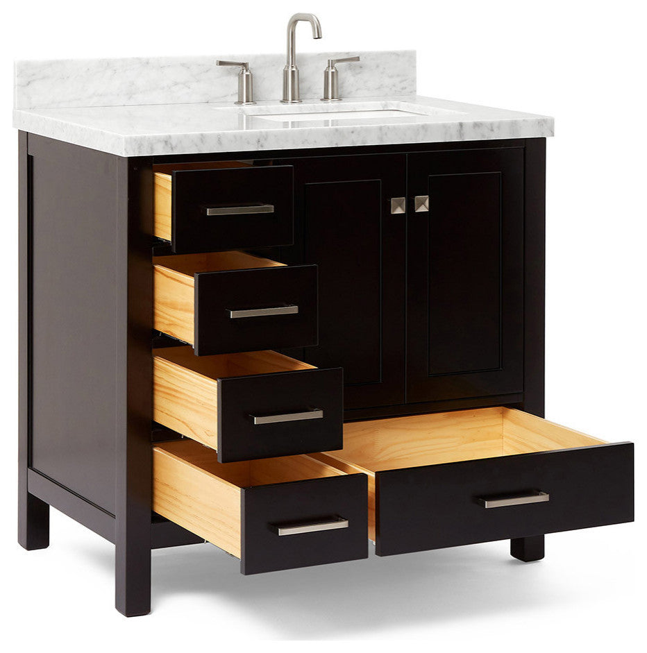 Cambridge 37" Bath Vanity With Marble Top With White Basin