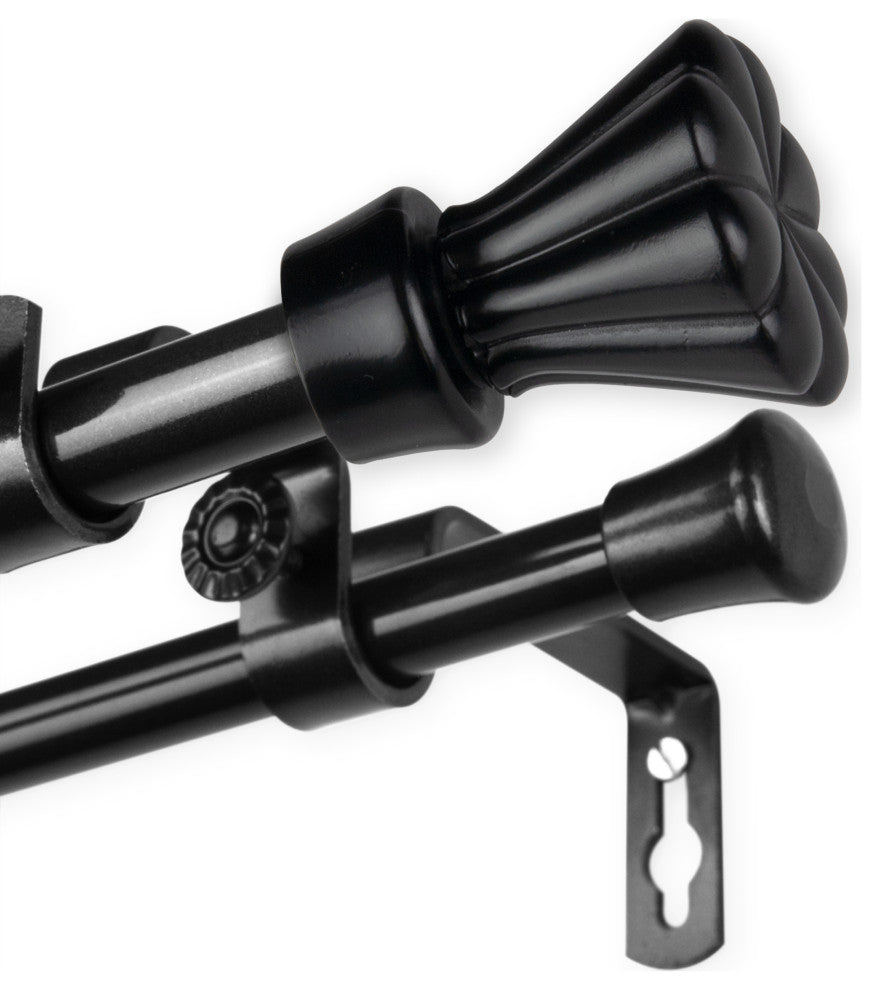 Pasha 5/8" Double Curtain Rod Black