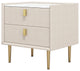 2 Drawers Nightstand PU Leather Bedside Table Nightstand with Gold Metal Legs