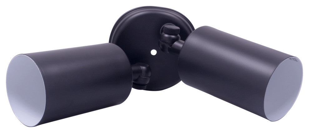 NICOR 100-Watt White Double Cylinder Adjustable Security Flood Light, Black