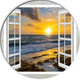 Open Window To Bright Yellow Sunset, Seascape Round Wall Art, 23"