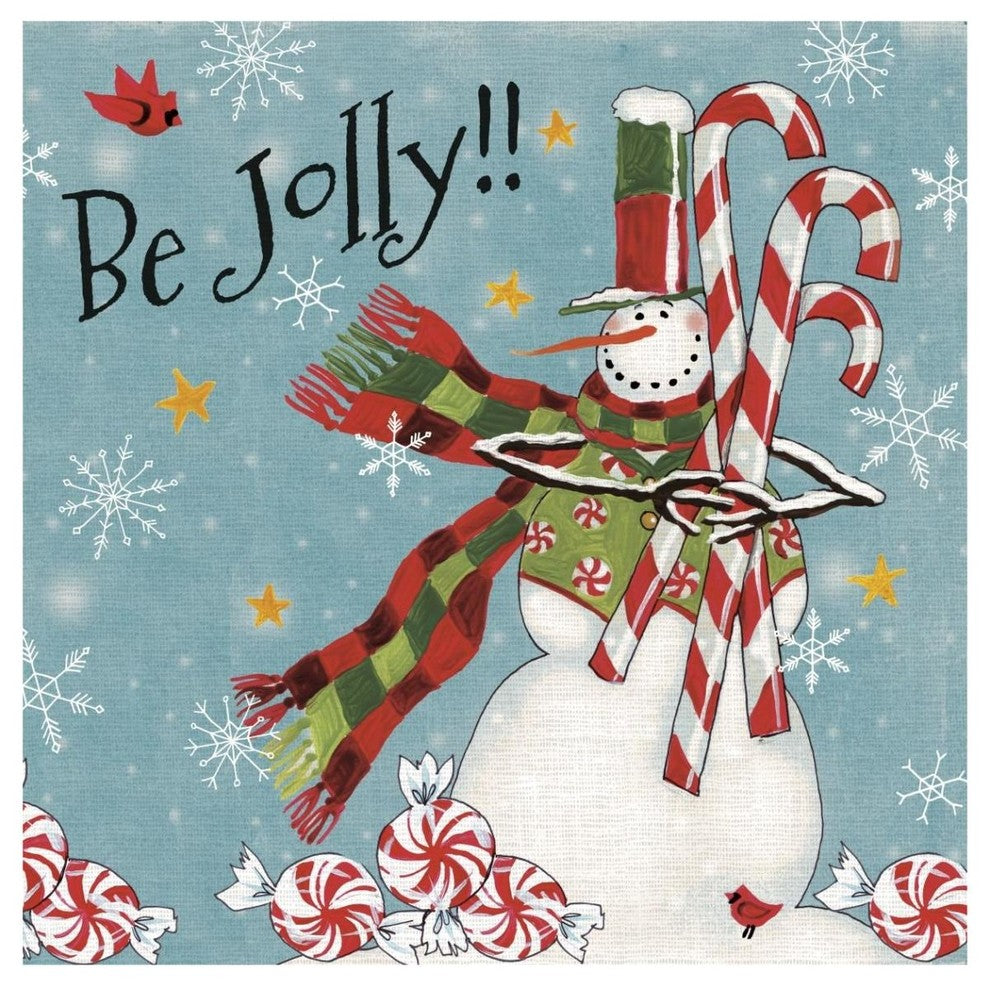 "Sweet Snowmen II Blue" Digital Paper Print by Anne Tavoletti, 42"x42"