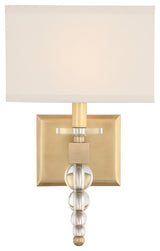 Clover 1 Light Sconce in Aged Brass with Clear Hand Cut Crystal