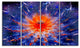 Colorful Glowing Flower in Space, Flower Artwork on Canvas, 48"x28", 4 Panels