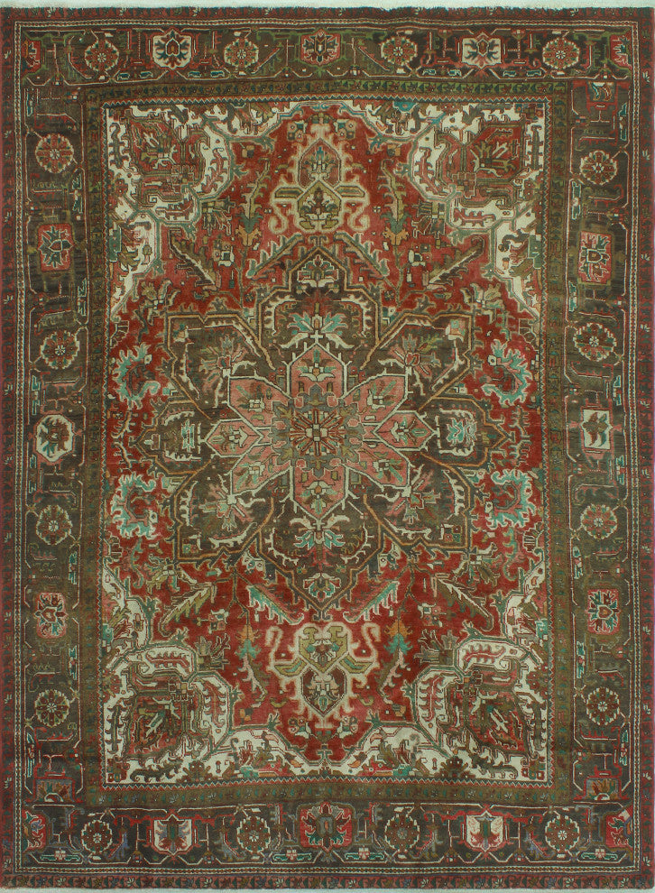 Fine Vintage Heriz Mawuli Rust/Ivory Rug, 7'9 x 10'11