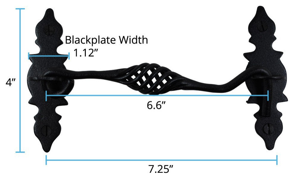 Birdcage Iron Cabin Hook Coating Black 6 1/2 Inch set of 2